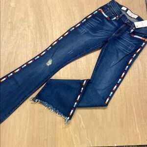 Women's Blue Jeans with Colorful Trim